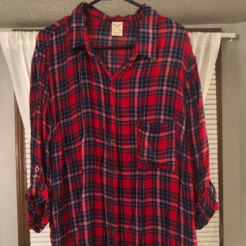 Tunic Length Button Down Shirt
